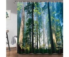 JAWO Forest Duschvorhang, Nationalparks Sonnenschein Bäume Landschaft Duschvorhänge, langlebiger Stoff Badezimmer Vorhang 69x177,8 cm