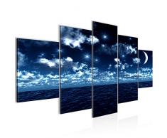 Bilder Landschaft See Wandbild Vlies - Leinwand Bild XXL Format Wandbilder Wohnzimmer Wohnung Deko Kunstdrucke Blau 5 Teilig - MADE IN GERMANY - Fertig zum Aufhängen 600153a