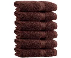 White Classic Handtuch-Set für Badezimmer, Hotel-Spa-Küche, ägyptische Baumwolle, 40,6 x 76,2 cm, Weiß, 6 Stück braun