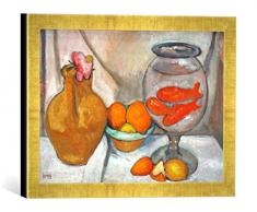 Gerahmtes Bild von Paula Modersohn-Becker Stilleben mit Goldfischglas, Kunstdruck im hochwertigen handgefertigten Bilder-Rahmen, 40x30 cm, Gold Raya