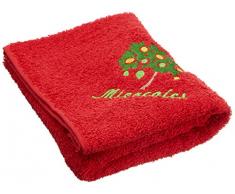 San Carlos Wochenzeitschrift Baum Mittwoch Küchentuch Frottee, Bestickt, Baumwolle, Rot, 50 x 50 x 2 cm