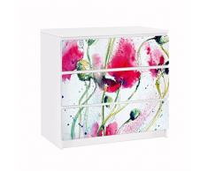 Apalis Möbelfolie für IKEA Malm Kommode Klebefolie Deko Painted Poppies 3X 20 x 80cm