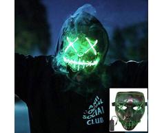 WSK Erschreckende Draht Halloween Cosplay LED Leuchten Scary Maske für Festival Parteien, grün