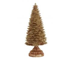 K&K Interiors 51383C Weihnachtsbaum auf geriffeltem Sockel, Kunstharz, 40,6 cm, goldfarben