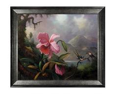 overstockArt La Ansammlung Orchideen und Kolibris 1890 von Heade mit Athen Distressed Silber Rahmen