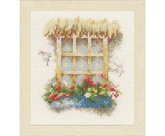 Lanarte Zählmusterpackung Fenster mit Blumenkasten Zählst Kreuzstichpackung, Baumwolle, Mehrfarbig, 11 x 12 x 0.3 cm