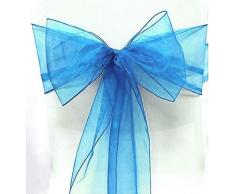 SF New 100 Stück Stuhl Deko Organza Schärpen Bögen für Hochzeit Veranstaltungen Banquet Home Kitchen Dekoration Schleife Band Dunkelblau