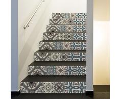 Aufkleber Treppe Fliesen | Sticker Selbstklebend contremarche kariert von Zement - Sticker contremarche Fliesen | Treppe kariert von Zement Klebeband - AZULEJOS - 15 x 105 cm - 2 Streifen