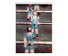 Lichtblick Rollo Klemmfix, 90 x 150 cm mit Motiv Kicker - Grau Blau Montage ohne Bohren, moderner Sicht-und Sonnenschutz, Motivrollo, lichtdurchlässig & Blickdicht