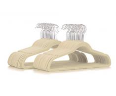 Kleiderbügel aus Samt, 50 Stück, elfenbeinfarben, hochwertig, platzsparend, dünnes Profil, rutschfest, gepolstert mit eingekerbten Schultern für Kleider und Blusen, stark genug für Mäntel und Hosen