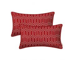 Brawarm Kissenbezüge, gemütlich, Fleece, für Couch/Bett, Sofa, massives Zickzack-Muster mit paspelierten Kanten, wunderschöner Druck, 2 Stück Modern 12 X 20 Inches - 2 Pcs burgunderfarben