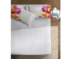 Ipersan Tulpen-Art, 100% Baumwolle, Grau Kissenbezüge Mehrfarbig, Doppelbett, 260 x 300 x 1 cm