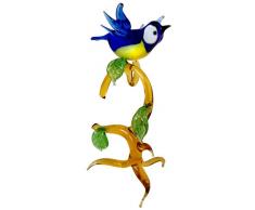 Komposition Meise auf AST Art Glasfigur mundgeblasen Sammlerfigur