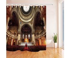 QCWN Antike Gothic Decor Duschvorhang Mittelalterliches Schloss Barock Design Wasserdach Badezimmer Duschvorhang Dekor mit gratis Haken 70x70 4