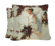 Tache Home Fashion 16377-2PC 2-teiliger Kissenbezug Engel im Garten