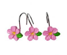 Sozamo Dusche Vorhang Ringe Haken Badezimmer Home Dusche Dekorative Rod Rostfreie Metall-Clips 12Set/Pack Rose