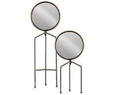 Urban Trends 38819 Runde Tischspiegel aus Metall mit Stativbeinen, Metallic-Finish (Set von 2), grau, 8 L x 5.75 W x 22.75 H, 2