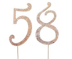 MAGJUCHE Gold 147,2 cm Kristall Tortenaufsatz Nummer 58 Strass 58. Geburtstag Kuchen Topper, Männer oder Frauen Geburtstag oder 58. Jahrestag Party Dekoration Zubehör