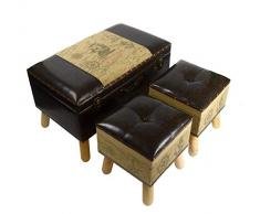Mayflower Vintage Collection Fußhocker, gepolstert, 3er-Set, meeresmotiv, 70cm (Length) x 40cm (Depth) x 45cm (Height)