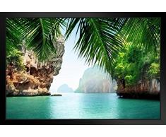 Poster Foundry Andaman Sea Tropical Lagoon Palmen Felsen Foto 20x14 inches Framed Poster