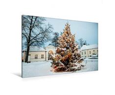 Premium Textil-Leinwand 120 x 80 cm Quer-Format Zu Weihnachten leuchtet der Weihnachtsbaum vor dem Schloß | Wandbild, HD-Bild auf Keilrahmen, Fertigbild auf hochwertigem Vlies, Leinwanddruck von Gerald Pohl