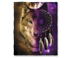 Dawhud Direct Fleecedecke für Queen-Size-Bett, superweich, ca. 190,5 x 228,6 cm 75 x 90 Wolf Dreamcatcher