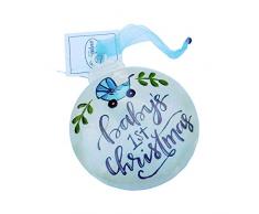 Brownlow Gifts Dekofigur für Jungen mit Aufschrift First Christmas, 10,8 cm, Metall, mit Schleife, personalisierbar