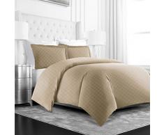 Beckham Hotel Collection Luxus Weiche gebürstete Mikrofaser Bettbezug-Set mit geprägt Diamant Muster – Hypoallergen & schmutzabweisend Reißverschluss Bettbezug mit passendem kissenrollen