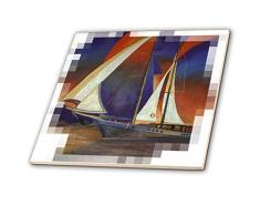 3dRose ct_46923_2 Gulet unter Segel, blau, Boote, Impressionismus, Orange, Realismus, Segelboot, Segel, Keramikfliese, 15,2 cm