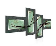 Bilder Abstrakt Wandbild 200 x 100 cm Vlies - Leinwand Bild XXL Format Wandbilder Wohnzimmer Wohnung Deko Kunstdrucke Grün 4 Teilig - MADE IN GERMANY - Fertig zum Aufhängen 100441c