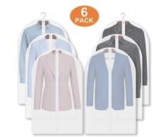 Snugoo Kleiderhüllen, 39 Zoll, Kleiderschutz, Mottenschutz, lang, mit Reißverschluss, für Kleiderschrank, Aufbewahrung, 6 Stück, 60 cm, 100 cm, Weiß 6pcs(24x40) weiß