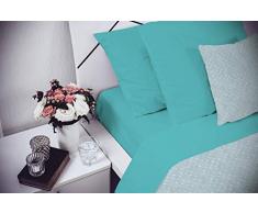 Elegant Italian Bed Linen Bettwäsche, Wassergrün, 100% Mikrofaser, DOPPELTE