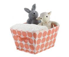 iDesign Stoffbox, große faltbare Aufbewahrungsbox aus Baumwoll-Polyester-Mischung mit 2 Griffen, gepunktete Ordnungsbox für Schrank, Schlafzimmer und Kinderzimmer, orange