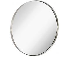 Hamilton Hills Wandspiegel, modernes Design, Metall, Glasscheibe, gerahmt, abgerundete Ecken, tiefes Set 35 Round Silberfarben gebürstet