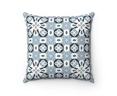 43 x 43 cm Geometrische Design Original marokkanische Zellij Fliesen Home Decor Kissenbezug (blau, schwarz und grau)