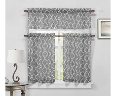 Duck River Textiles Geo Küchenvorhang, Kunstleinen, 147,9 cm B x 38 cm L in grau (2 Stück), Baumwolle, 58x15 (1 29x36 (2 Pieces)