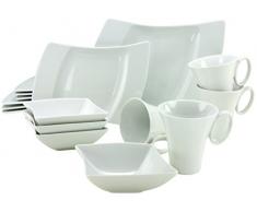 Creatable, 13935, Serie Wing Weiss, Geschirrset 16 teilig Kombiservice, Porzellan, 36 x 35 x 28 cm, Einheiten