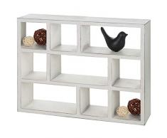 MyGift Vintage White Holz Wandregal 9 Fächer Curio Regal