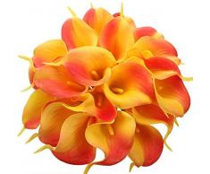Floral Königreich 18 pcs 35,6 cm Echte Touch PU Latex Künstliche Calla Lily Blumen für Hochzeit Blumensträuße, Aufsteller, und Floral Decor Yellow-orange