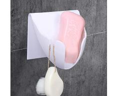 ACPOP Seifenschale mit Abfluss, Wandmontage, Selbstklebender Seifenhalter, Wasserfall-Design, Seifenspender für Dusche, Bad und Küche weiß