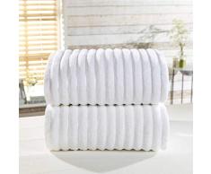 Rapport Handtuch-Set, gerippt, 100% Baumwolle, Weiß, 2-teilig