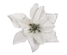 Worldoor Weihnachtsstern mit Glitzer, 12 Stück Silber