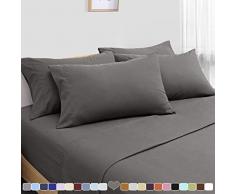 HOMEIDEAS Extra weiches Bettwäsche-Set aus gebürsteter Mikrofaser 1800 Bettwäsche – Tiefe Tasche, hypoallergen Full Dunkelgrau