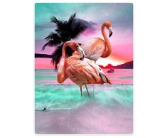 TSlook Überwurf, Fleece Decken Decke für Sofa Bett Beautiful Flamingo Beach Sea, Flanell, rose, 152 x 203 cm