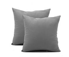 TAOSON 100% Baumwolle Fadenzahl 300 Weiß Chevron Zig Zag Voller Länge Reißverschluss Körper Kissen Fall Nur Cover Kein Einsatz 53,3 x 137,2 cm European - 2 Pack Dunkelgrau