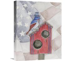 Global Galerie Elyse DeNeige Americana Vogelhaus II Leinwandbild, 40,6 x 50,8 cm
