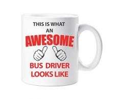 60 Second Makeover Limited 60SECMUG517 Tasse mit Aufschrift „60 Second Makeover This Is What An Awesome Bus Driver Looks Like“, Geschenk für Geburtstag, Weihnachten, keramik, weiß