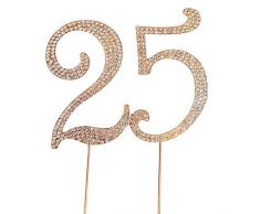 MAGJUCHE Tortenaufsatz aus Kristall, 63,5 cm, Zahl 25, Strasssteine, zum 25. Geburtstag, für Männer oder Frauen, Party-Dekoration