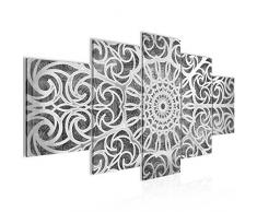 Bilder Mandala Abstrakt Wandbild 200 x 100 cm Vlies - Leinwand Bild XXL Format Wandbilder Wohnzimmer Wohnung Deko Kunstdrucke Schwarz Weiß 5 Teilig - MADE IN GERMANY - Fertig zum Aufhängen 109651c