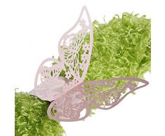 King & Pig Serviettenringe in Schmetterlingsform, für Abendessen, Esstisch, Zuhause, Hochzeit, Geburtstag, Jahrestag, Party, Dekoration, 50 Stück Rose